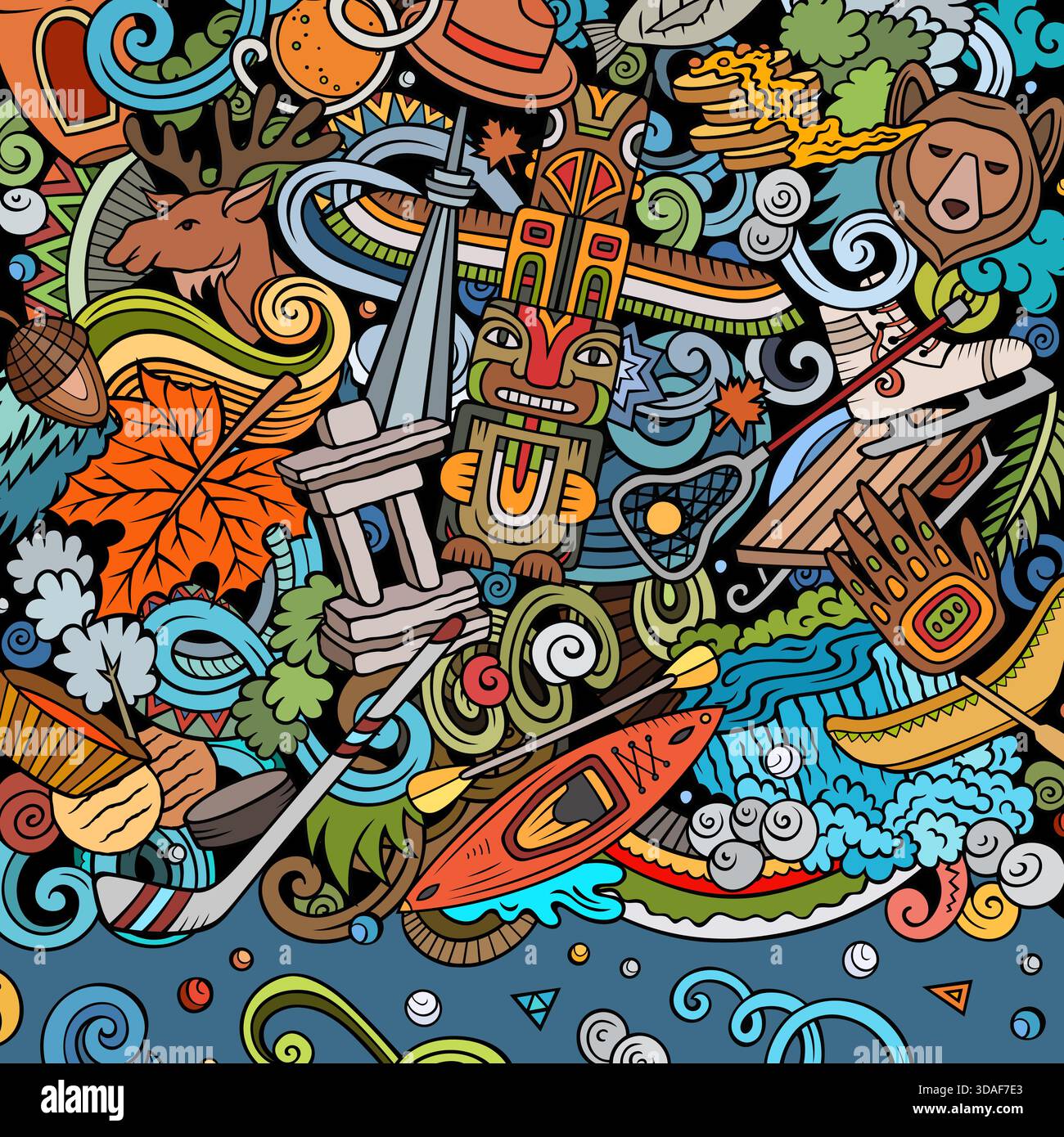 Illustration de dessin animé du Canada. Drôle de frontière canadienne. Illustration de Vecteur