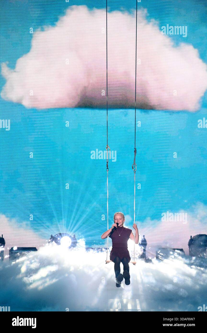 Nele Wilke lors de l'enregistrement de l'émission de divertissement SWR 'The Beatrice Egli Show' au Studio G à Berlin-Adlershof. Berlin, le 27 septembre 2025 Banque D'Images