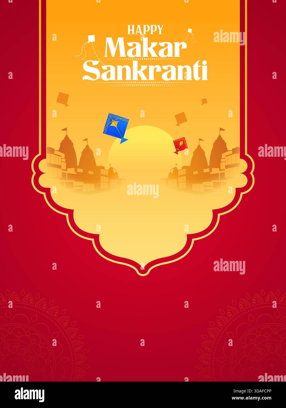 Illustration du papier peint Makar Sankranti avec cerf-volant coloré pour le festival De l'Inde Illustration de Vecteur