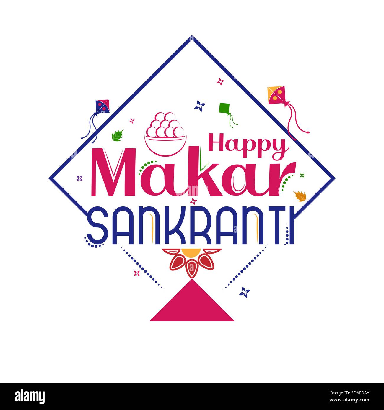 Illustration du papier peint Makar Sankranti avec cerf-volant coloré pour le festival De l'Inde Illustration de Vecteur