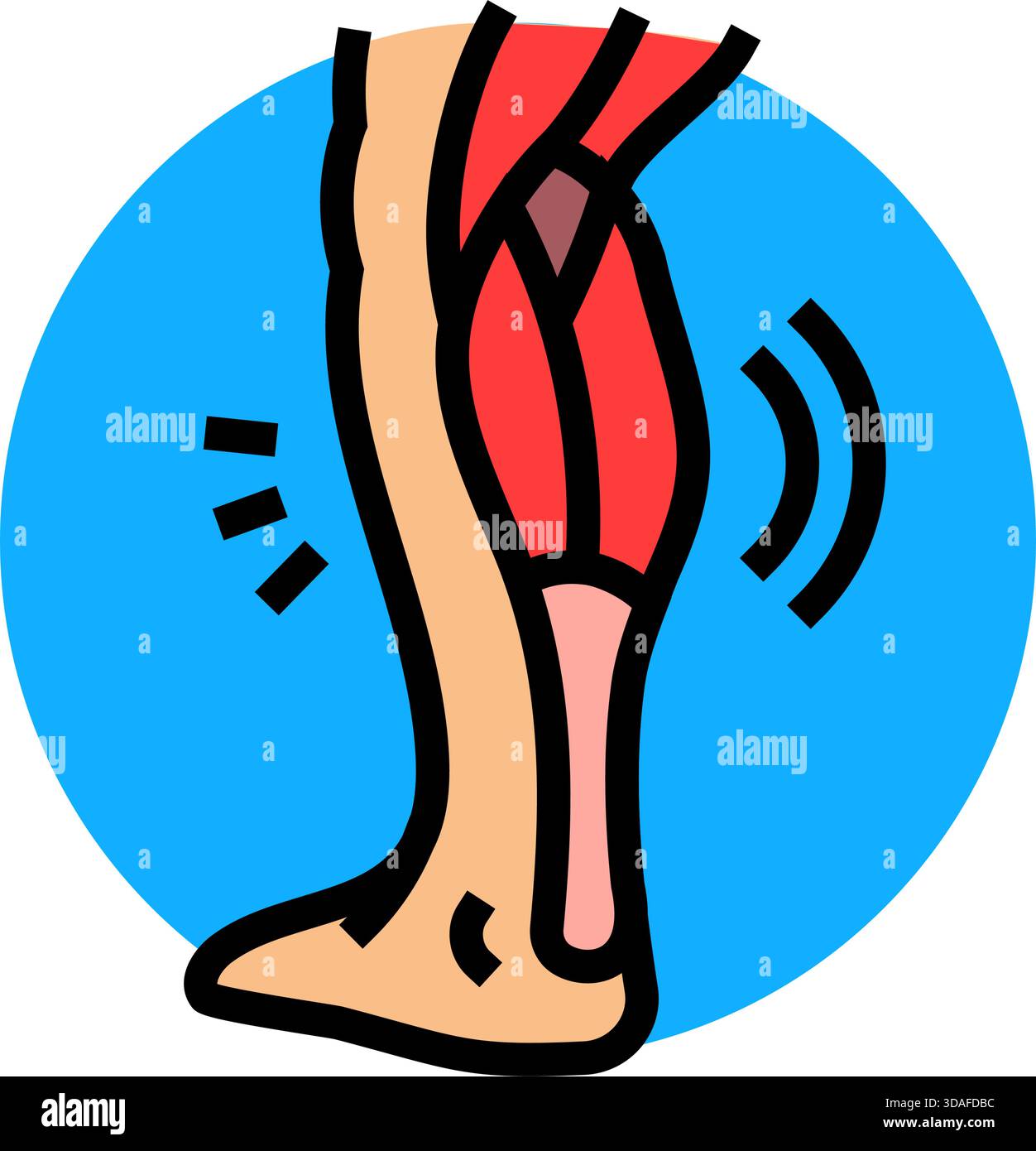crampe musculaire dans l'illustration vectorielle d'icône de couleur de mollet Illustration de Vecteur