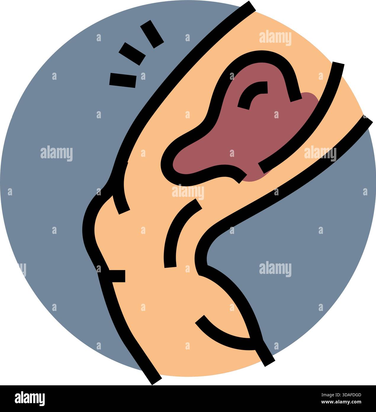 illustration vectorielle d'icône de couleur de muscle de cuisse meurtrie Illustration de Vecteur