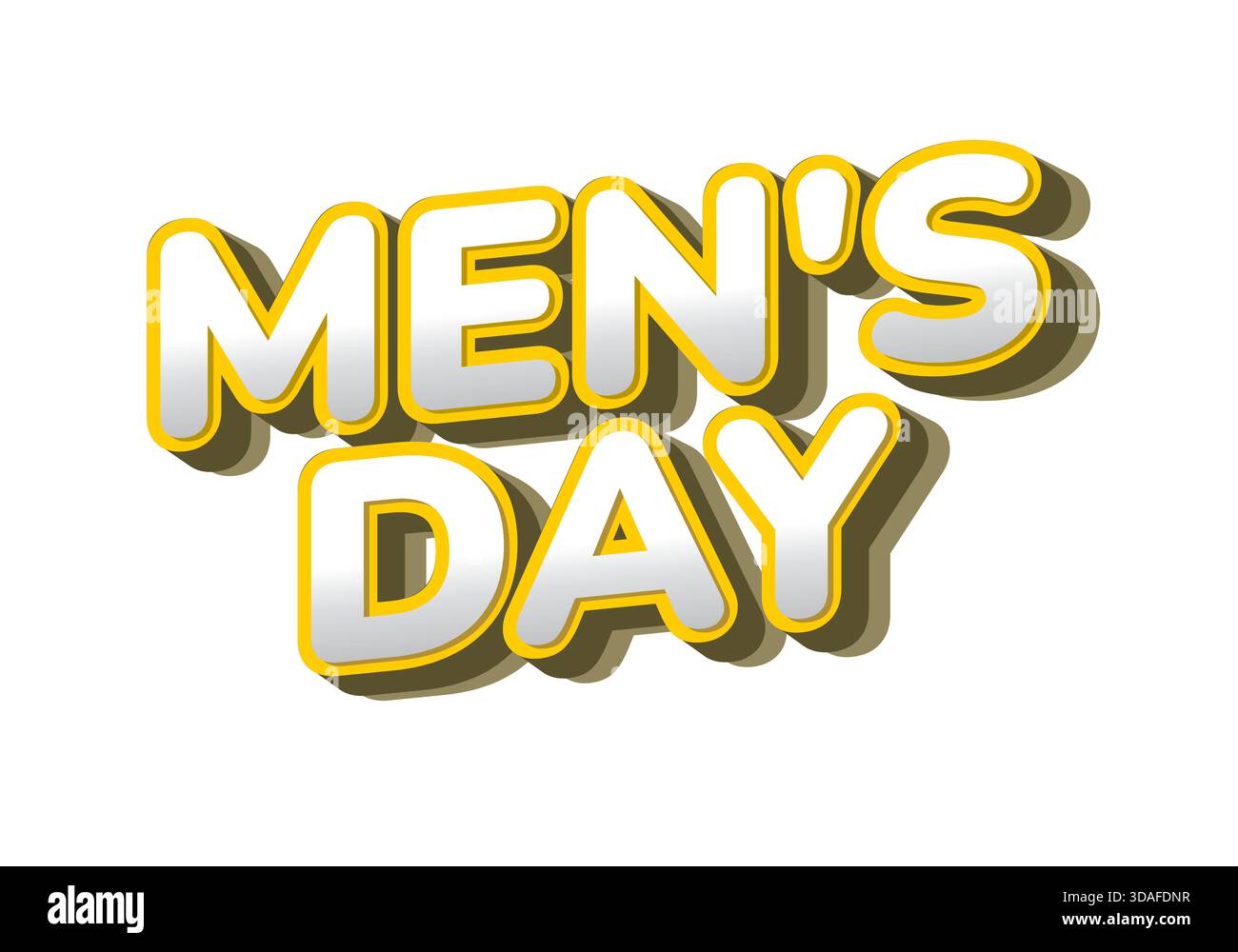 Un motif graphique coloré avec le texte Mens Day dans un style 3D audacieux avec un contour jaune et un effet d'ombre. Illustration de Vecteur