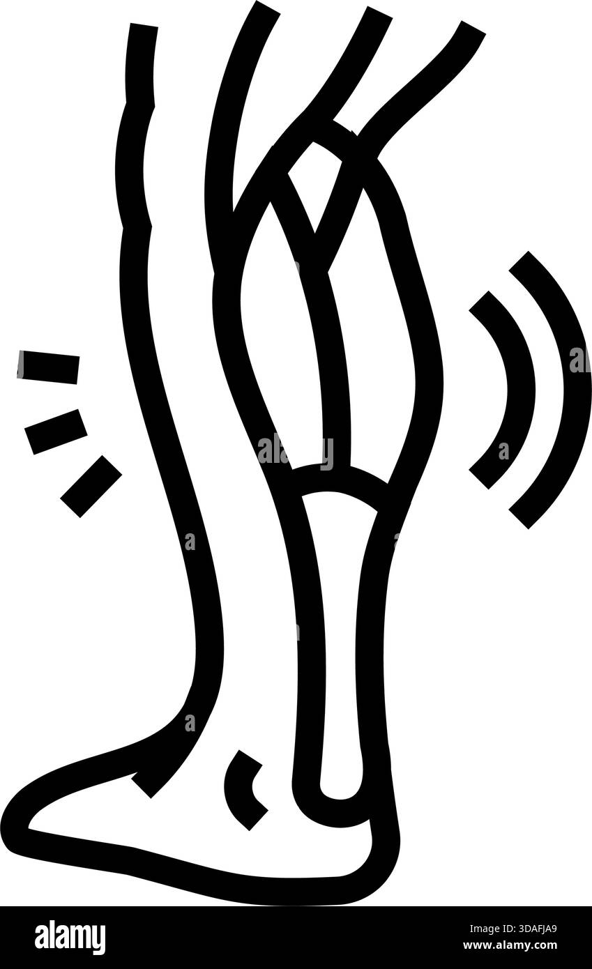 crampe musculaire dans l'illustration vectorielle d'icône de ligne de mollet Illustration de Vecteur