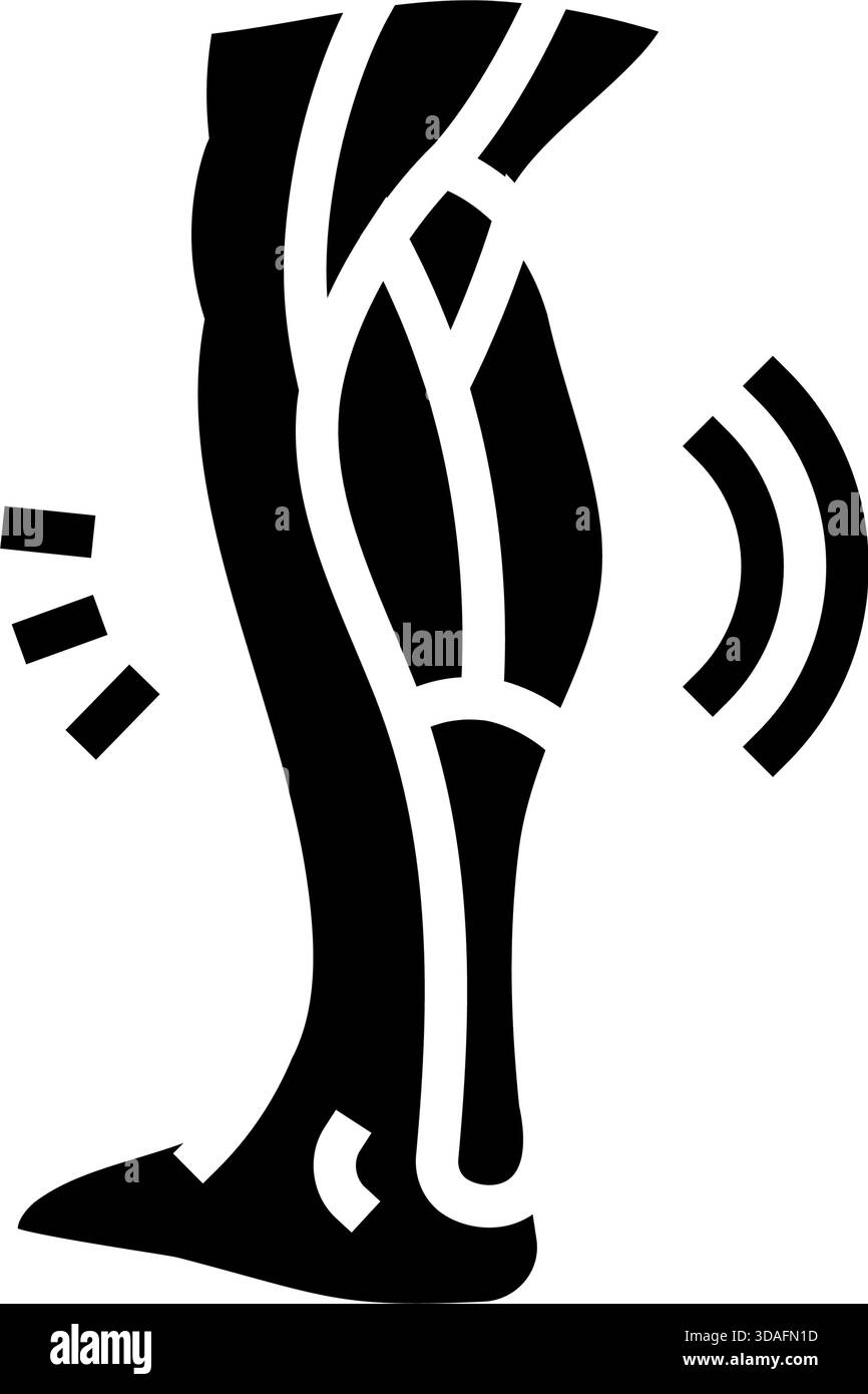 crampe musculaire dans l'illustration vectorielle d'icône de glyphe de mollet Illustration de Vecteur