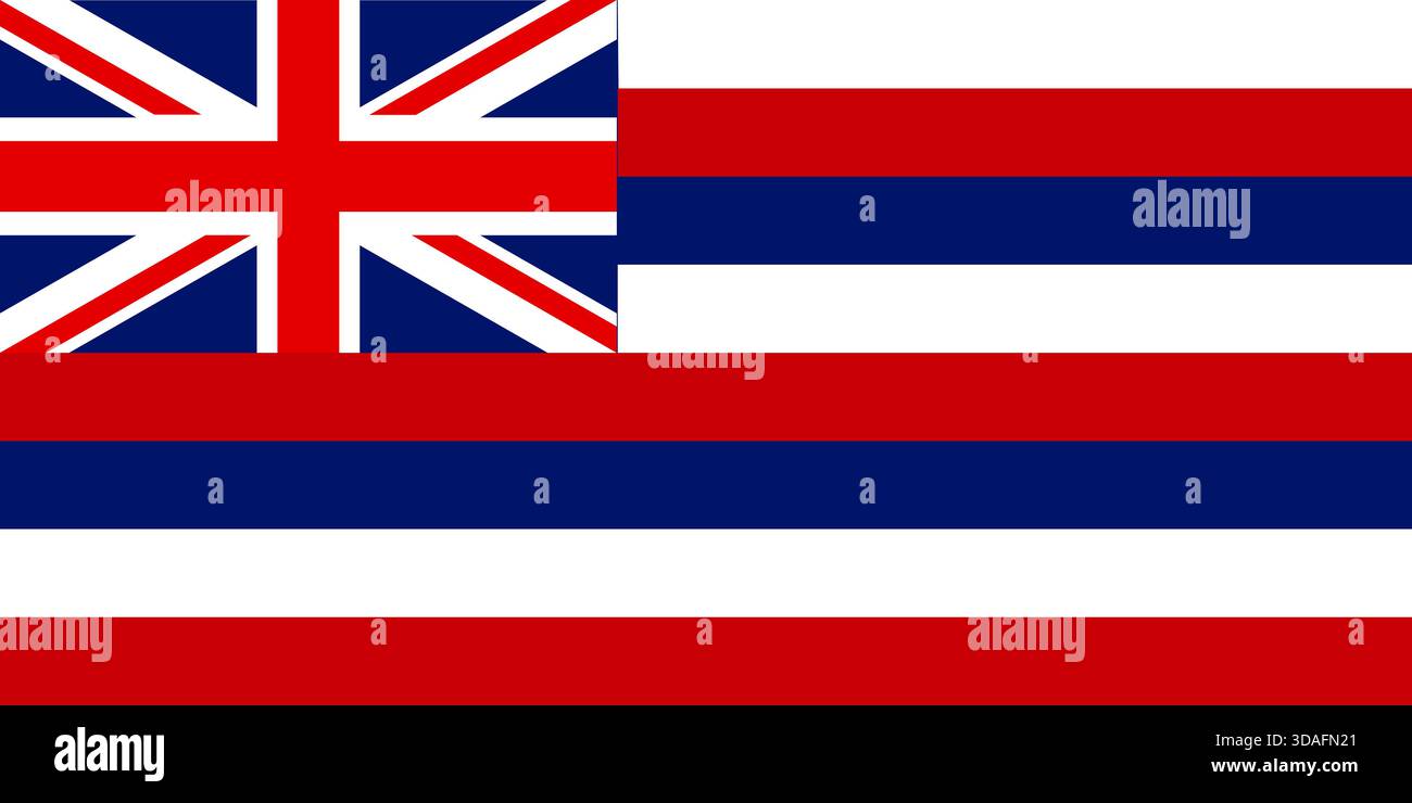 Drapeau d'Hawaï combinant l'Union Jack britannique et les couleurs américaines. Symbolise le patrimoine monarchique hawaïen et l’unité culturelle des îles. Illustration de Vecteur