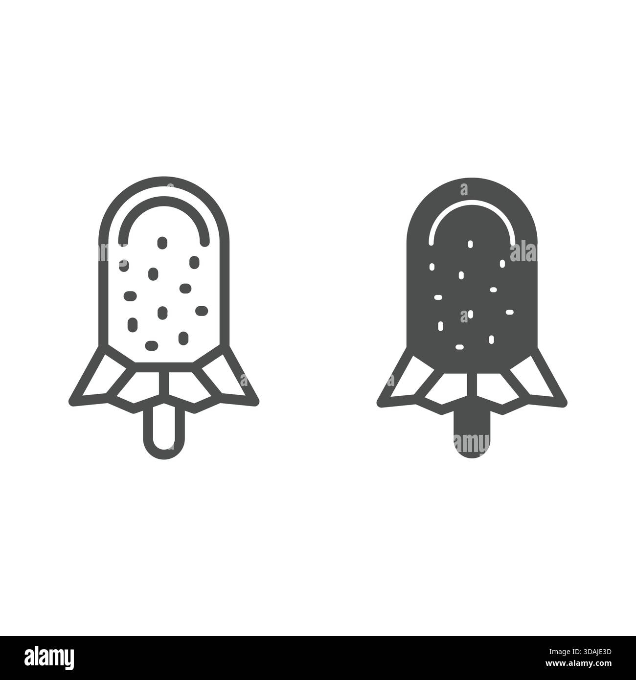 Icecream sur la ligne de bâton et icône solide, concept de nourriture Frost. Graphiques vectoriels. Signe de crème glacée dessert sur fond blanc, icône de style de contour pour mobile Illustration de Vecteur