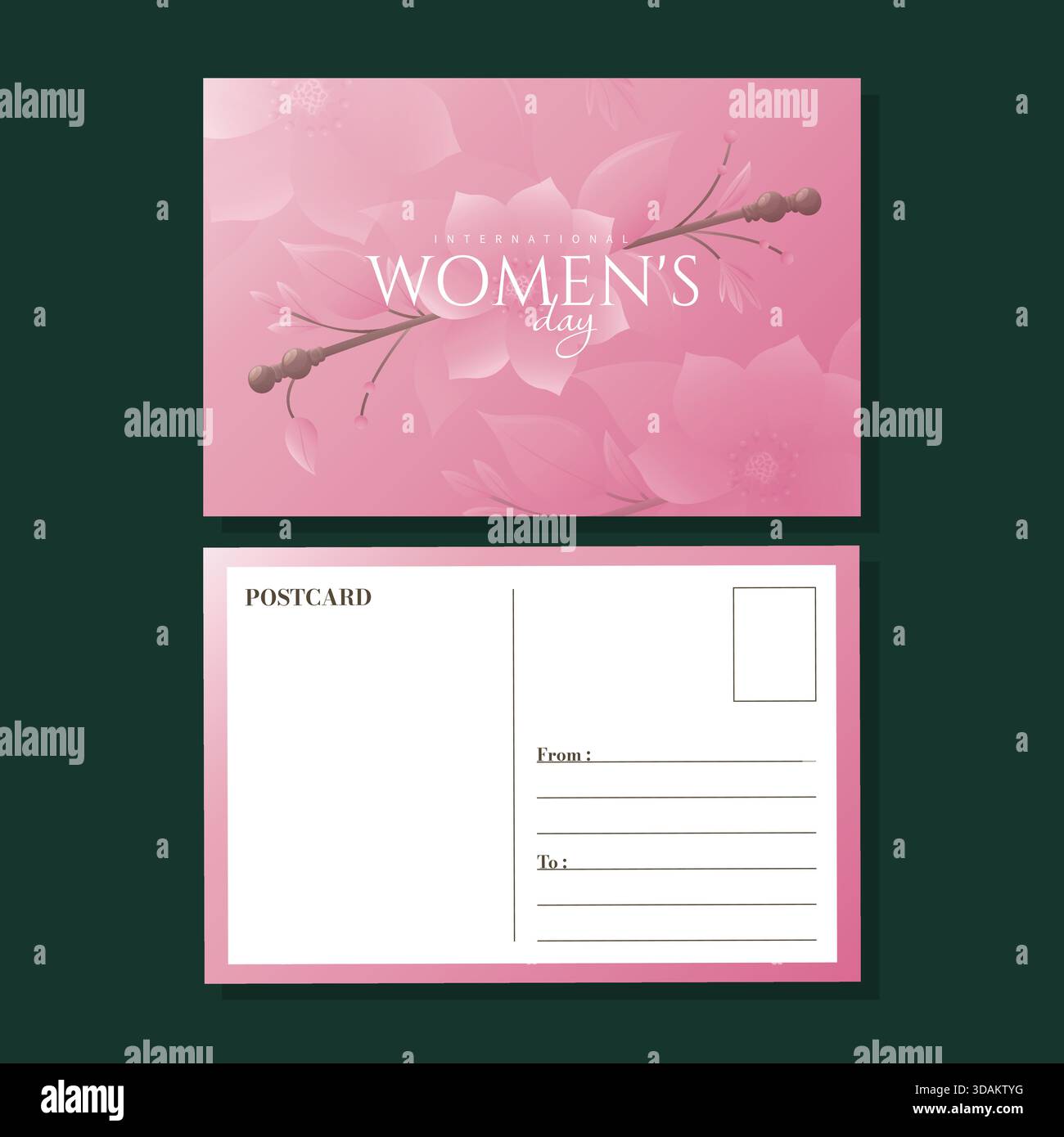 Modèle de carte de vœux florale élégante pour la Journée internationale des femmes. Illustration de Vecteur