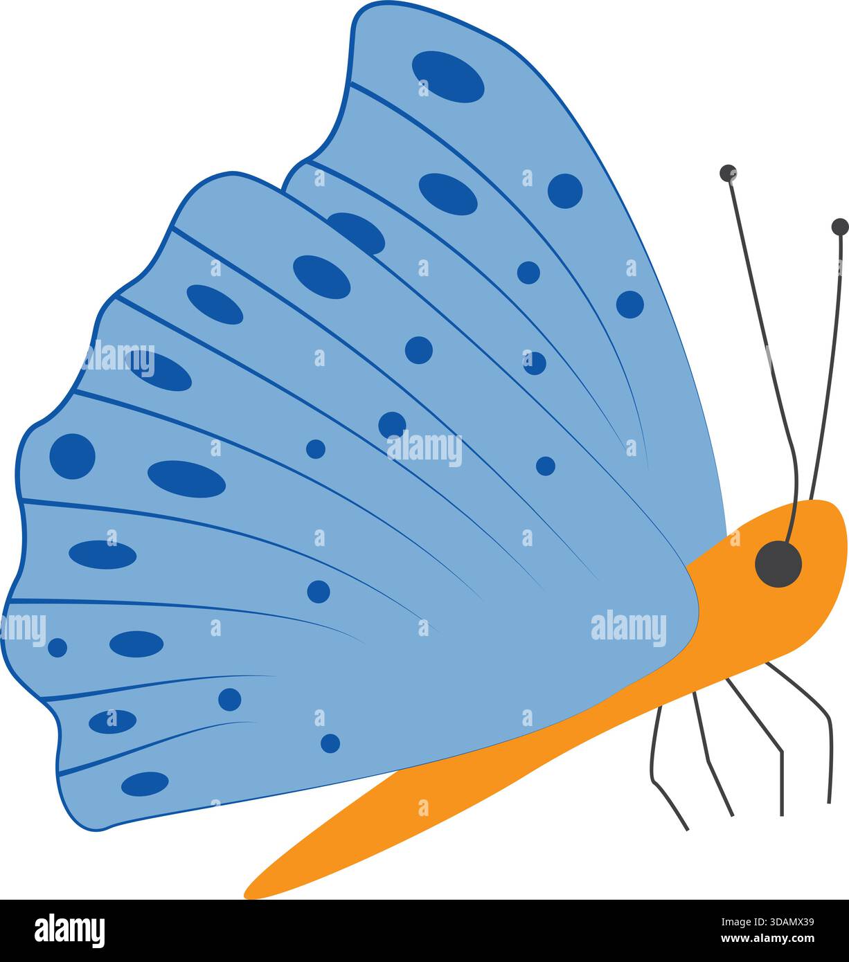 Jolie illustration de papillon enfantin avec des formes ludiques parfaites pour les graphismes des enfants. Illustration de Vecteur