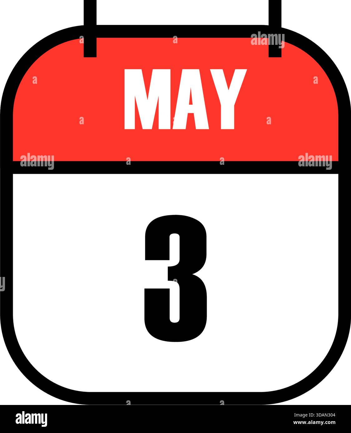 Page de calendrier rouge et blanche montrant la date du 3 mai pour la célébration mondiale de la Journée mondiale de la liberté de la presse promouvant les droits des médias et le design de la liberté d'expression Illustration de Vecteur