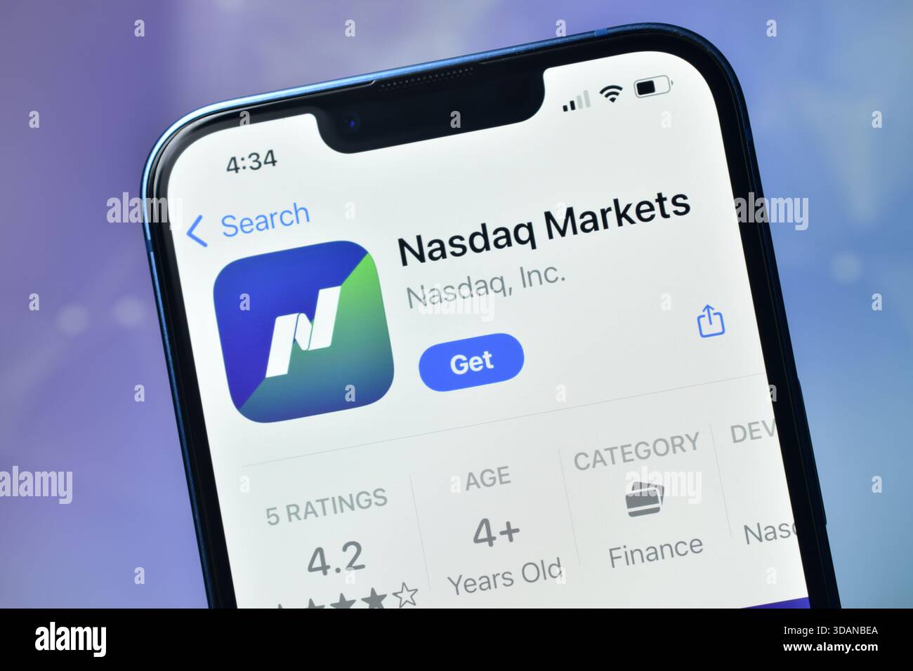New Delhi, Inde 11 jaunary 2026 :- Nasdaq Markets App Store page Banque D'Images