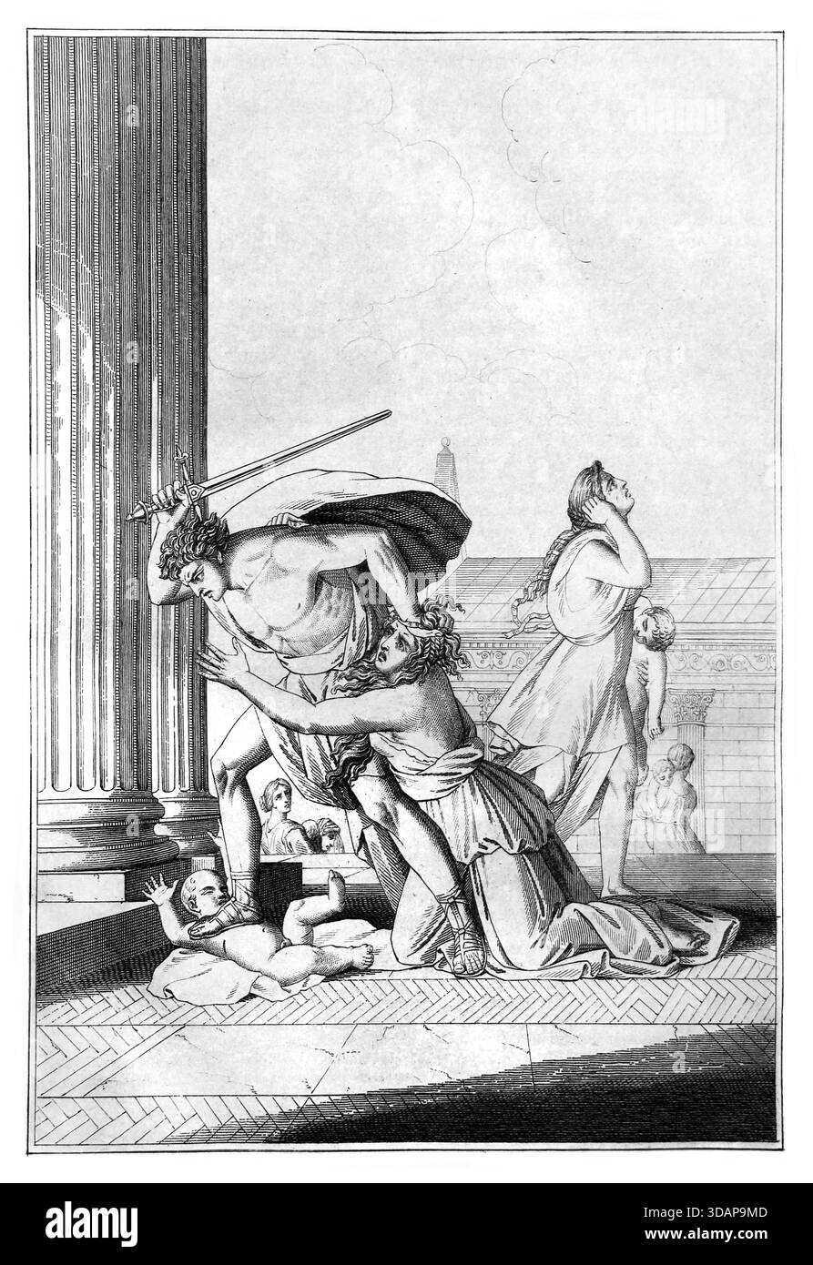 Illustration du meurtre des innocents - Hérode le Grand Roi de Judée ordonne l'exécution de tous les enfants de sexe masculin de moins de deux ans à Bethléh Banque D'Images