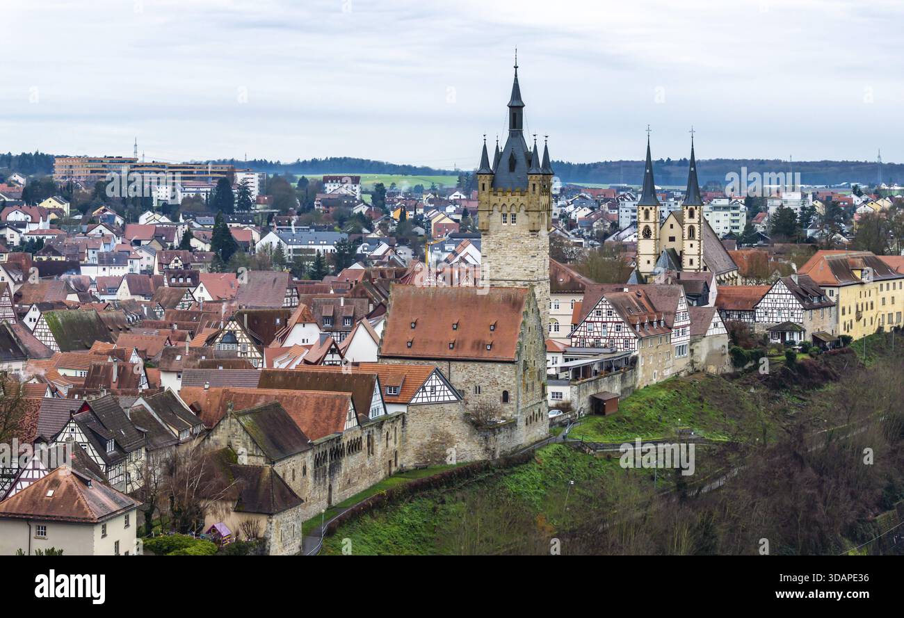 Vue sur la ville de Bad Wimpfen. La ville est connue pour sa vieille ville historique bien conservée avec de nombreuses maisons à colombages. En 2025, Bad Wimpfen a été nommé GE Banque D'Images