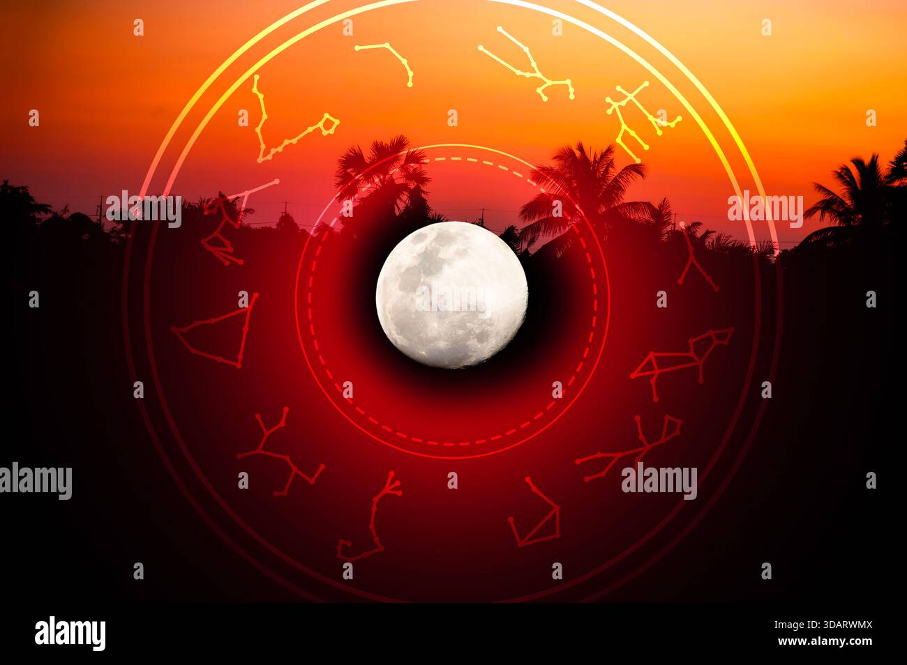 Signes du zodiaque et astrologie avec constellations, concepts, prédictions, horoscopes, croyances Banque D'Images