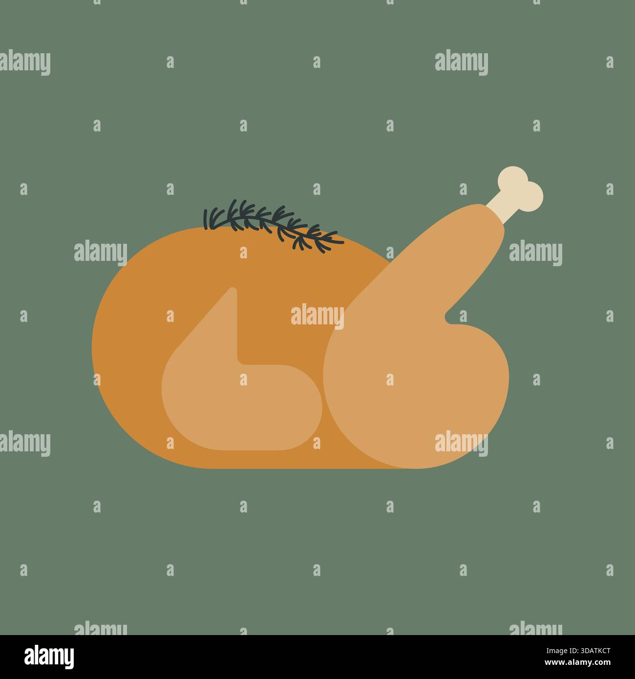 dinde rôtie. Dîner traditionnel pour Thanksgiving. Illustration vectorielle, conception plate Illustration de Vecteur