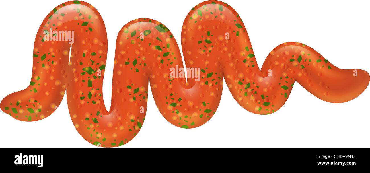 Une longue spirale de nourriture rouge, verte et blanche Illustration de Vecteur