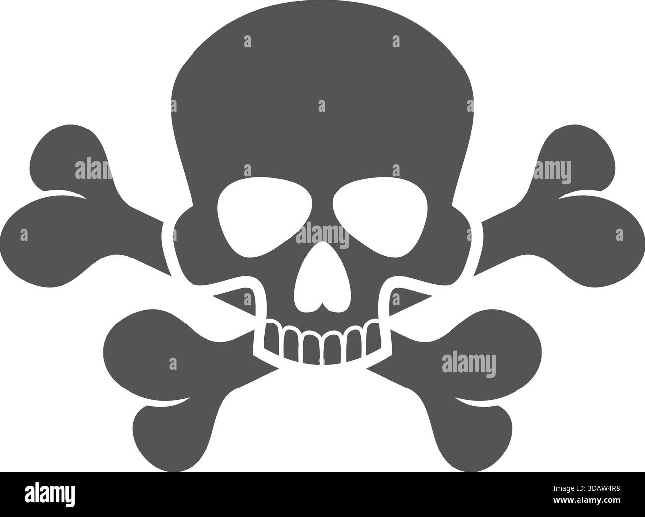 Un crâne avec deux os croisés de chaque côté. Le crâne est noir et blanc. Le crâne est un symbole de mort et de danger Illustration de Vecteur