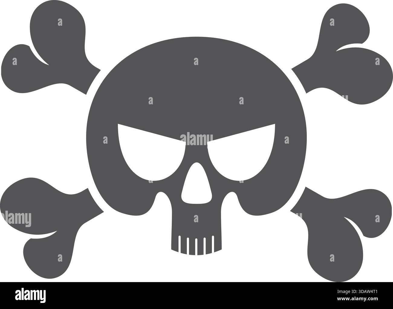 Un crâne avec deux grandes cornes noires et deux cornes plus petites. Le crâne a un aspect menaçant et est entouré d'un fond noir Illustration de Vecteur