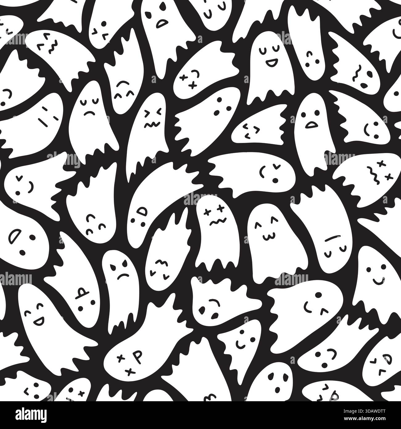 Motif sans couture Cute Ghosts. Illustration vectorielle fond de conception plat. Illustration de Vecteur