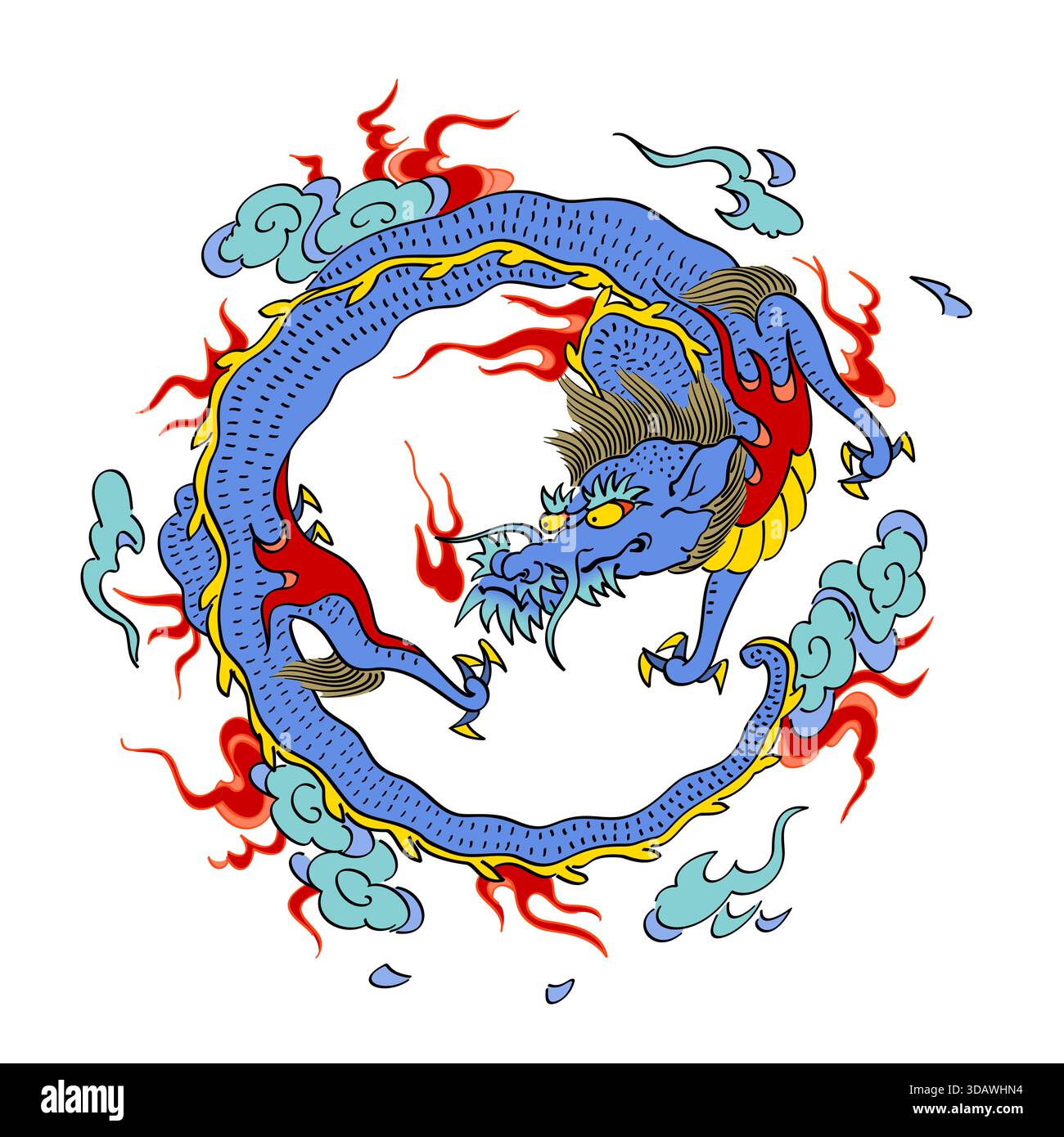 Azure Dragon, Seiryu japonais, Qinglong chinois, l'un des dieux du Dragon. Il représente la direction cardinale est, et la saison du printemps. Banque D'Images
