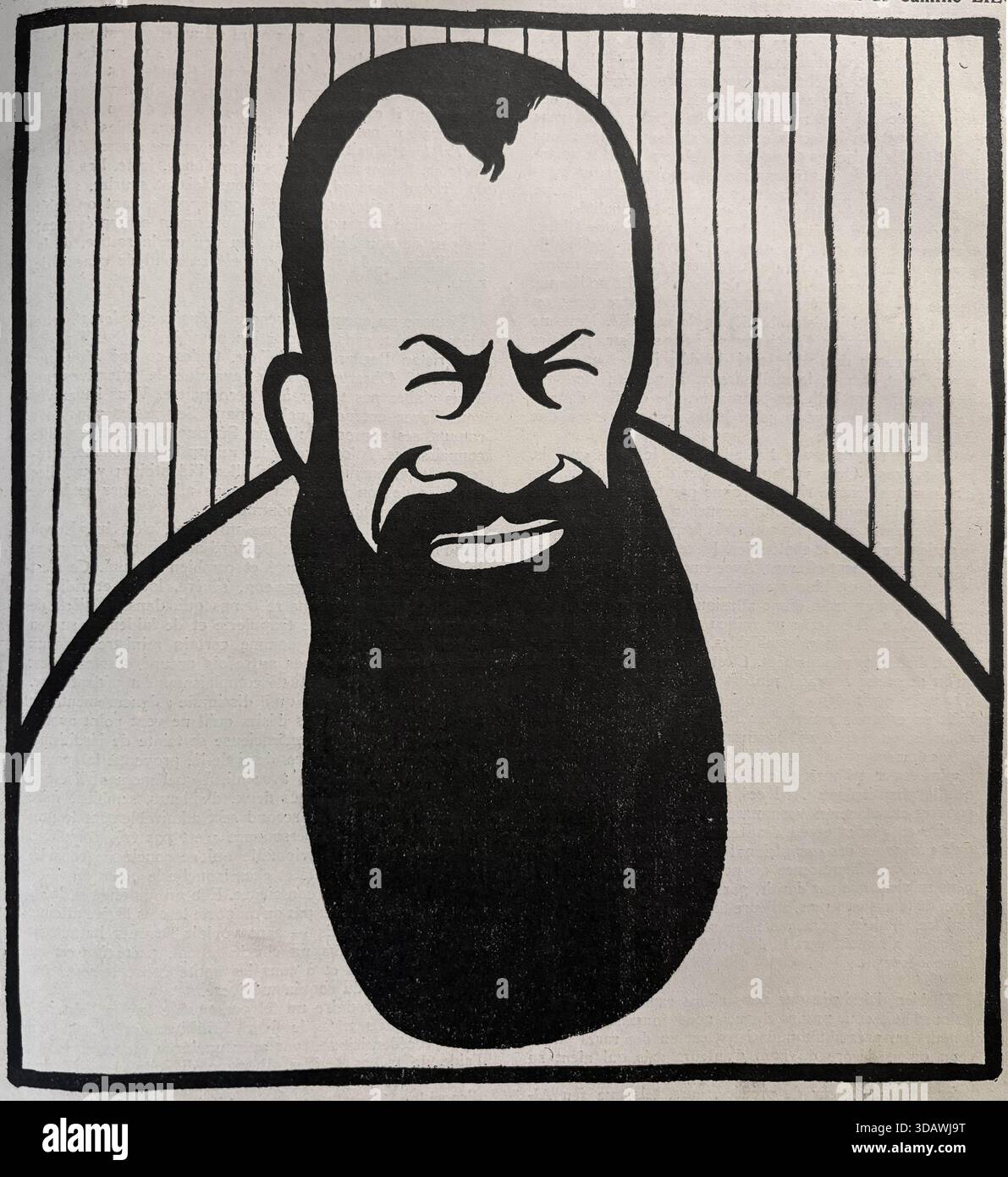 Caricature de Tristan Bernard dans 'les hommes' du jour - 1911 - dessin de Camille Lieucy Banque D'Images