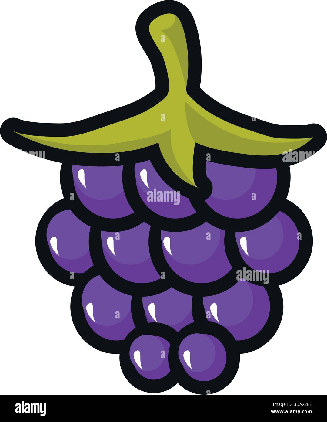 Un raisin violet avec une tige verte Illustration de Vecteur