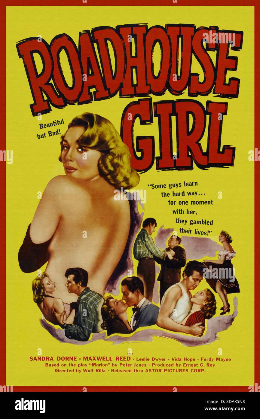 'Roadhouse Girl (Astor Pictures, 1953). Film criminel mettant en vedette Sandra Dorne, Maxwell Reed, Leslie Dwyer, Vida Hope, Ferdy Mayne, Ray Burns, Hugh Pryse. Réalisé par Wolf Rilla.' Banque D'Images