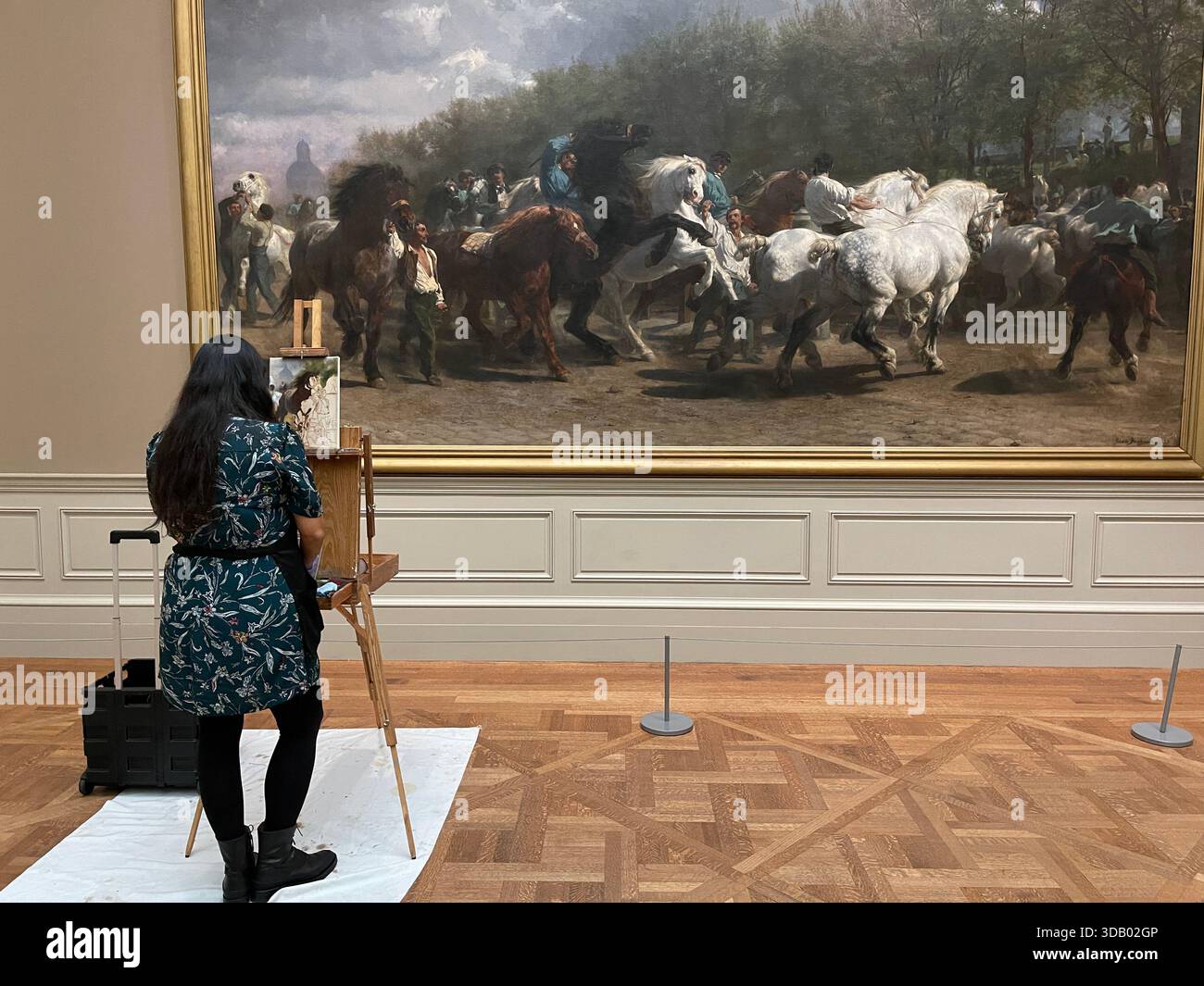 Peinture en cours dans les salles emblématiques du MET - Image de stock capturée avec un smartphone