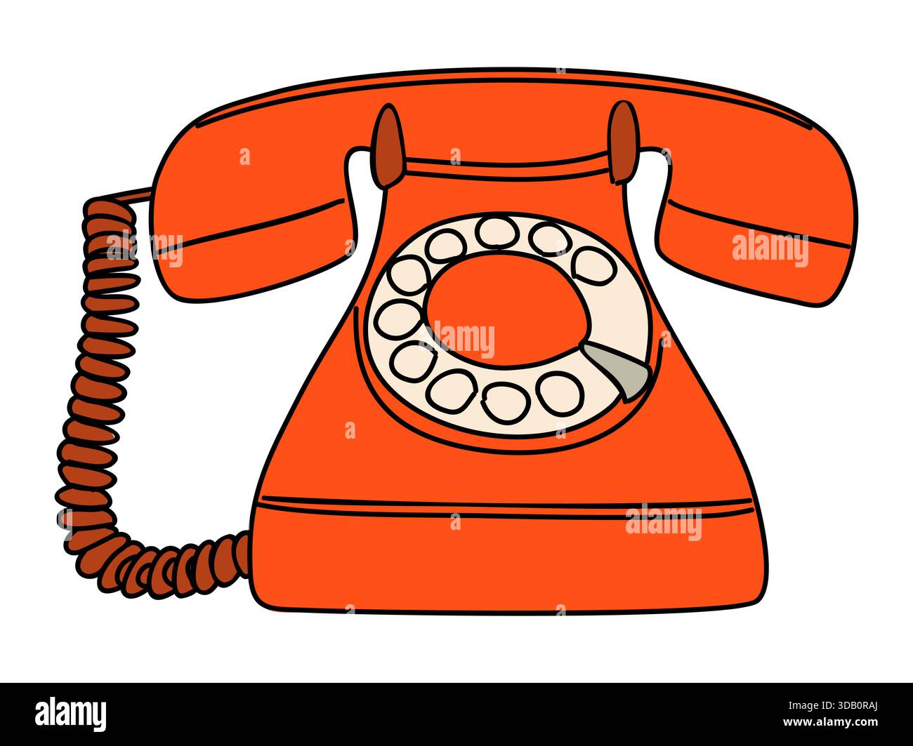 Téléphone rotatif vintage rouge avec cadran classique Illustration de Vecteur