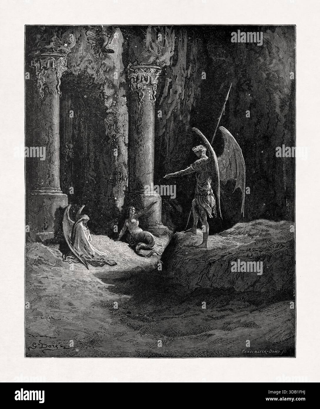 Gravure de Gustave Dore illustration de Satan vaincu Photo Stock - Alamy