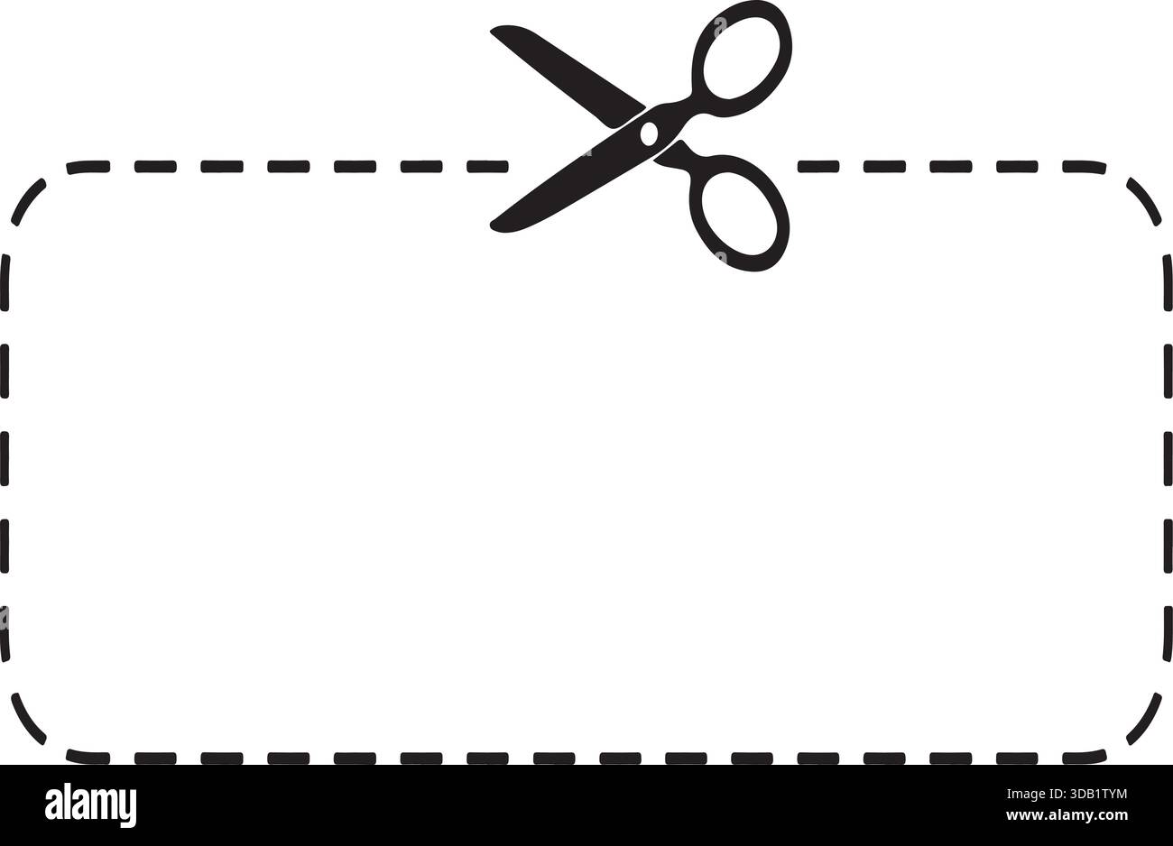 Modèle de coupon noir et blanc avec ciseaux et ligne de coupe pointillée Illustration de Vecteur