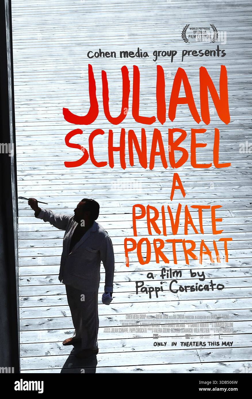 Julian Schnabel : a Private Portrait (2017) réalisé par Pappi Corsicato et mettant en vedette Julian Schnabel, Al Pacino et Willem Dafoe. Le documentaire présente le peintre et cinéaste Julian Schnabel à travers des interviews, des films maison et des scènes de sa vie pleine d'art. Affiche AMÉRICAINE À une feuille POUR USAGE ÉDITORIAL UNIQUEMENT. Crédit : BFA / Cohen Media Group Banque D'Images