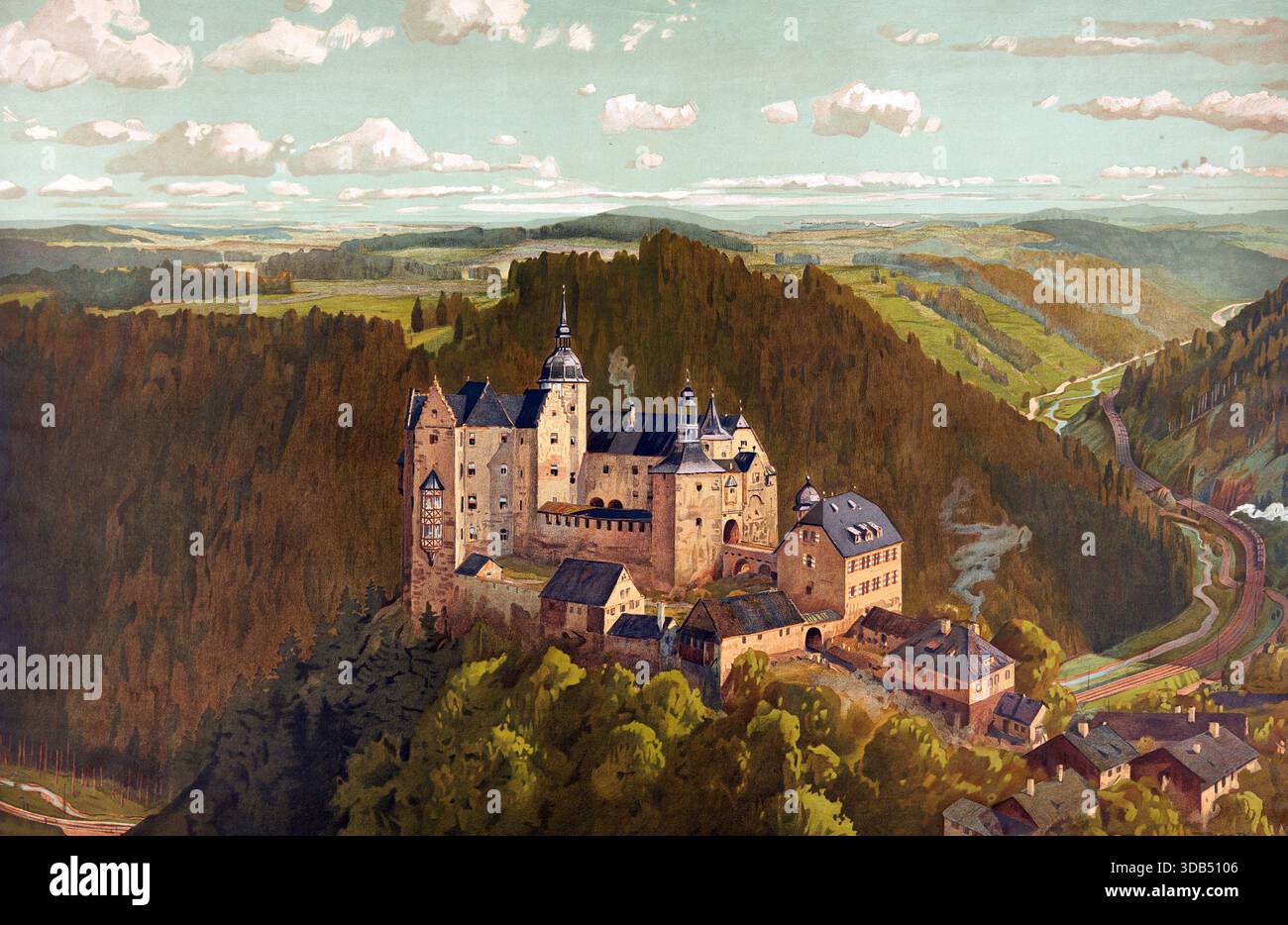 Château de Lauenstein dans la forêt de Franconie, haute-Franconie, Bavière, Allemagne, reproduction authentique d'une carte murale d'école, historique, vers 1900 Banque D'Images