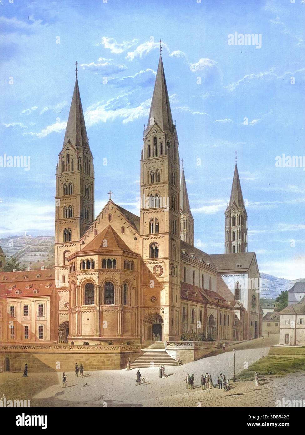 Cathédrale de Bamberg, Bamberg, haute-Franconie, Bavière, Allemagne, reproduction authentique d'une carte murale d'école, historique, vers 1900 Banque D'Images