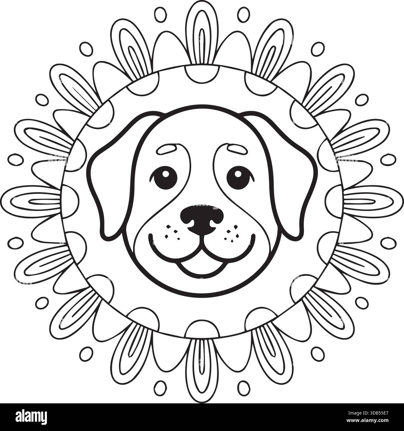 Vecteur d'illustration d'une page de coloriage d'art de ligne de chien Illustration de Vecteur