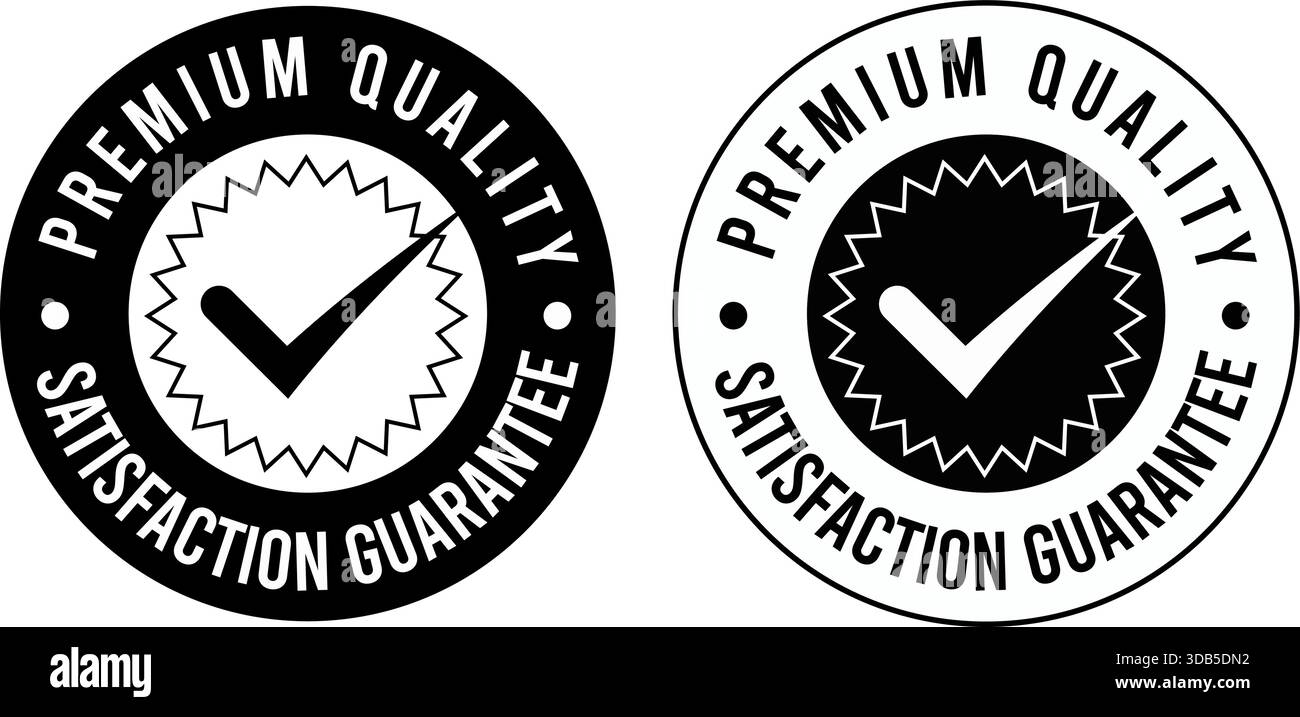 Garantie de satisfaction Premium Collection badges de qualité vectorielle ensemble d'emblèmes pour la certification des produits, les marques de confiance et les supports marketing Illustration de Vecteur