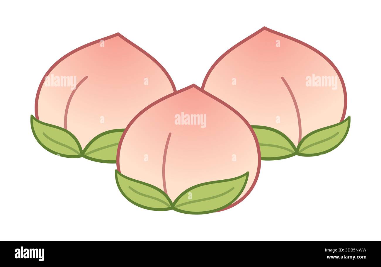 Shoutao, dessin de pains à la pêche longévité. Baozi chinois traditionnel cuit à la vapeur. Illustration vectorielle. Illustration de Vecteur