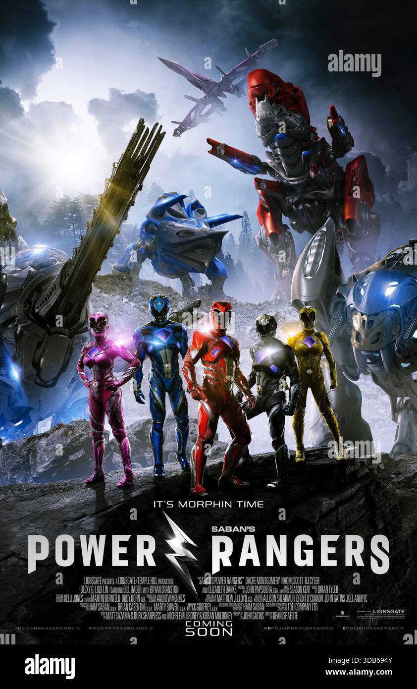 Power Rangers (2017) réalisé par Dean Israélite et mettant en vedette Dacre Montgomery, Naomi Scott et RJ Cyler. Cinq adolescents d'Angel Grove découvrent des pièces de pouvoir extraterrestres qui les transforment en Power Rangers et doivent s'unir pour empêcher Rita Repulsa de détruire la Terre. Affiche AMÉRICAINE À une feuille POUR USAGE ÉDITORIAL UNIQUEMENT. Crédit : BFA / Lionsgate Banque D'Images