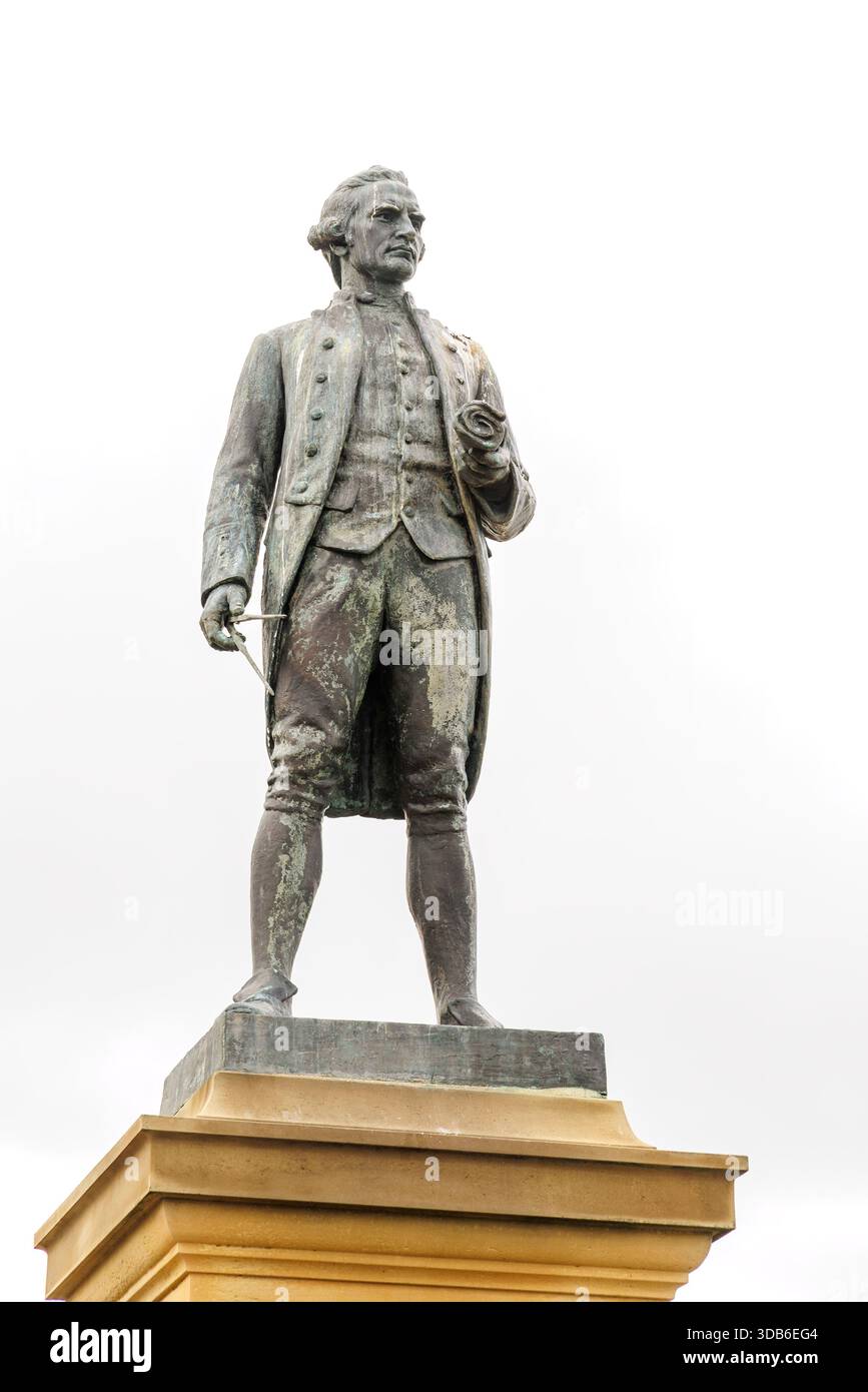 Statue du capitaine Cook, Whitby, Yorkshire, Angleterre, Royaume-Uni Banque D'Images