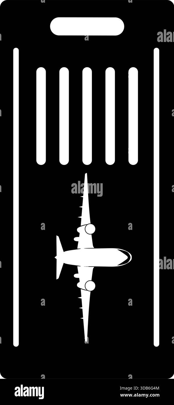 Icône de billet d'avion - symbole de voyage noir avec code à barres et design d'étiquette arrondi pour l'interface utilisateur, l'aviation et les éléments graphiques minimalistes Illustration de Vecteur