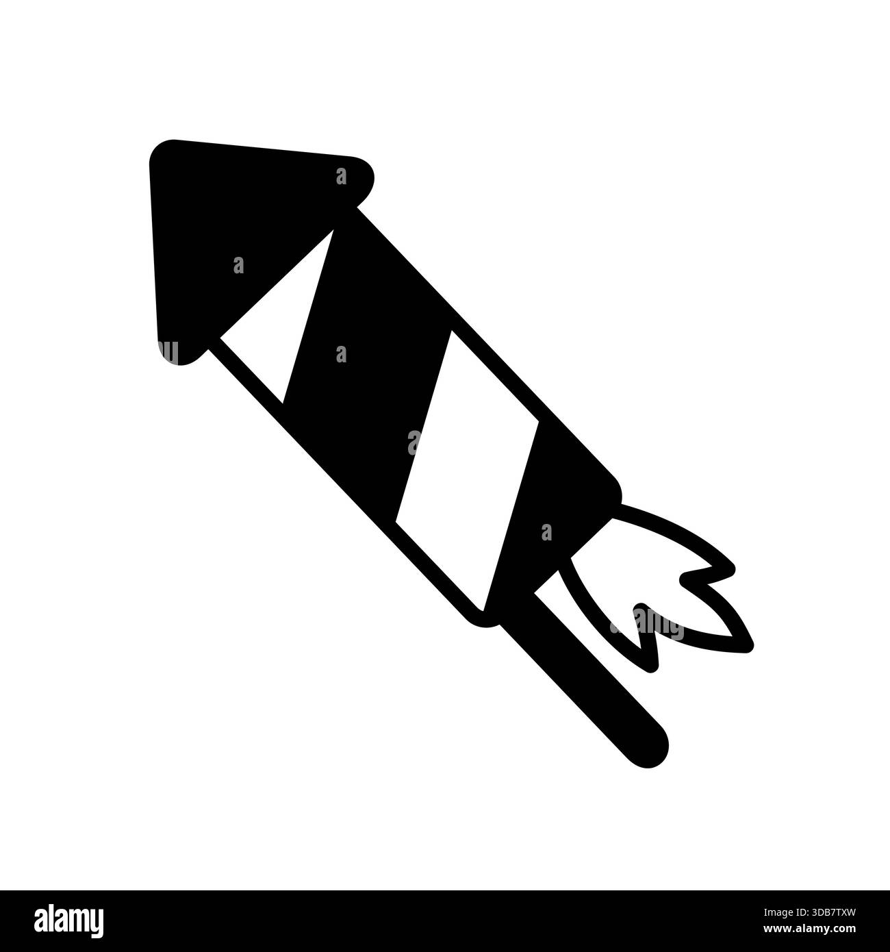 Fusée de feux d'artifice rayée avec une icône solide de vecteur de fusible. Panneau hiver. Symbole graphique pour l'événement et les vacances site Web et conception d'applications, logo, application, interface utilisateur Illustration de Vecteur