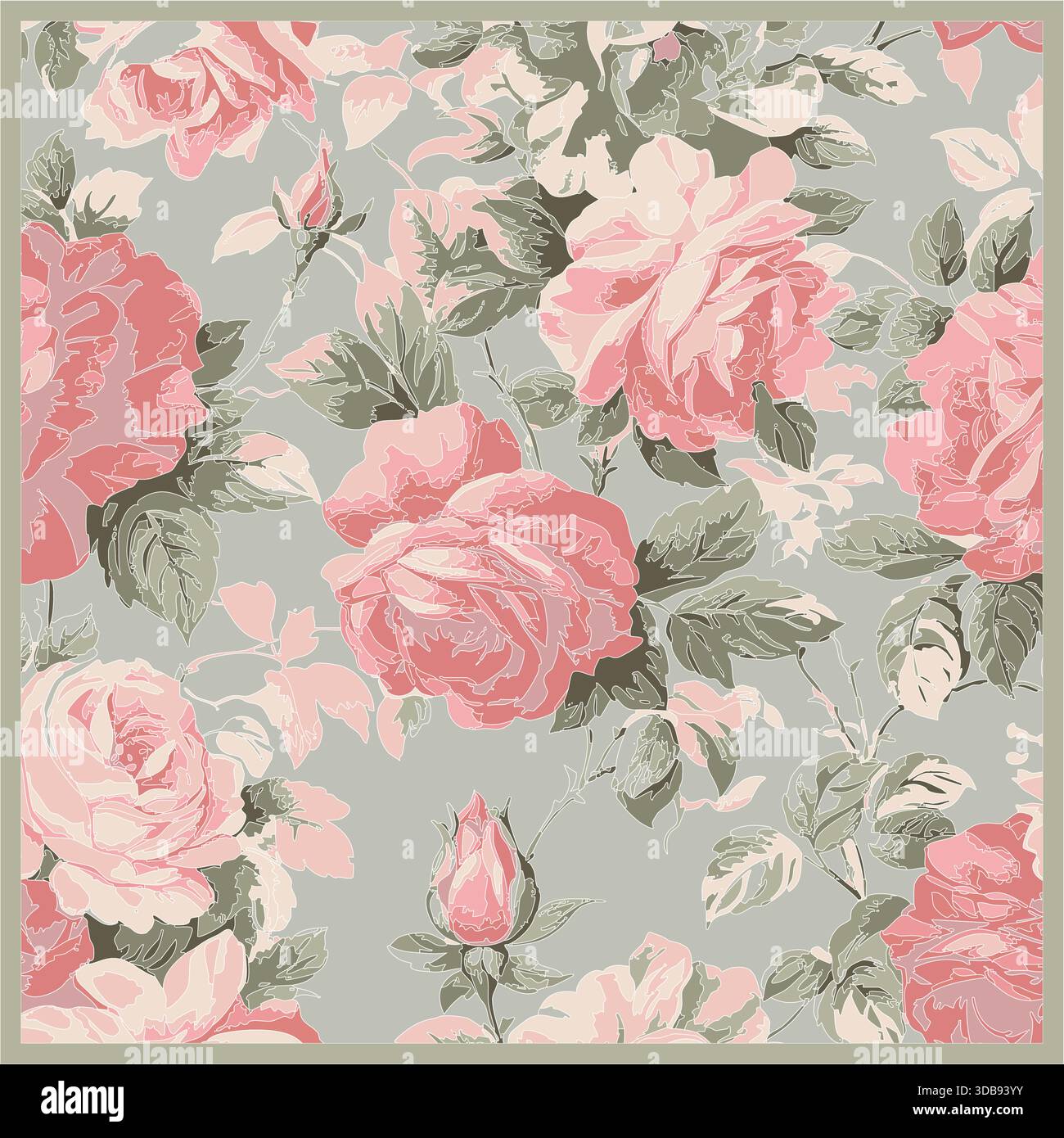 Image abstraite de couleur rose avec la conception de ligne d'art blanc avec la taille carrée de 130cm dans le vecteur. Convient pour écharpe, textile de mode, décoration murale, stationnaire. Illustration de Vecteur