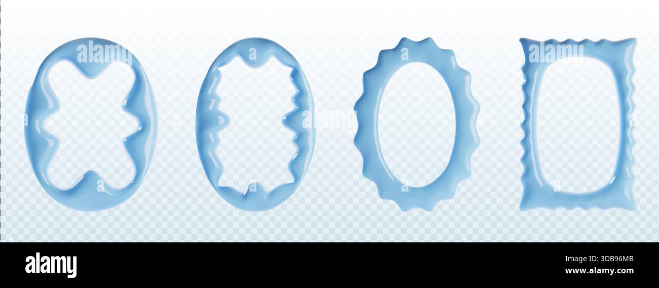 Cadre bleu Y2K à bordure ondulée avec bord festonné et forme ondulée. Conception vectorielle 3D avec des courbes ondulées, des motifs zigzag et des éléments organiques Wiggle pour des projets graphiques à la mode et des collages rétro. Illustration de Vecteur