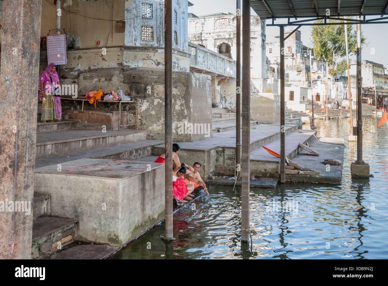 Ghats du lac Pushkar, Rajasthan, Inde Banque D'Images