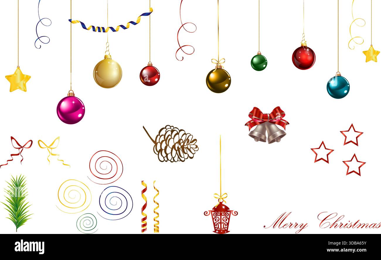 Boules de Noël ensemble décorations. Ensemble d'illustration d'ornements d'art folklorique de Noël vecteur Illustration de Vecteur