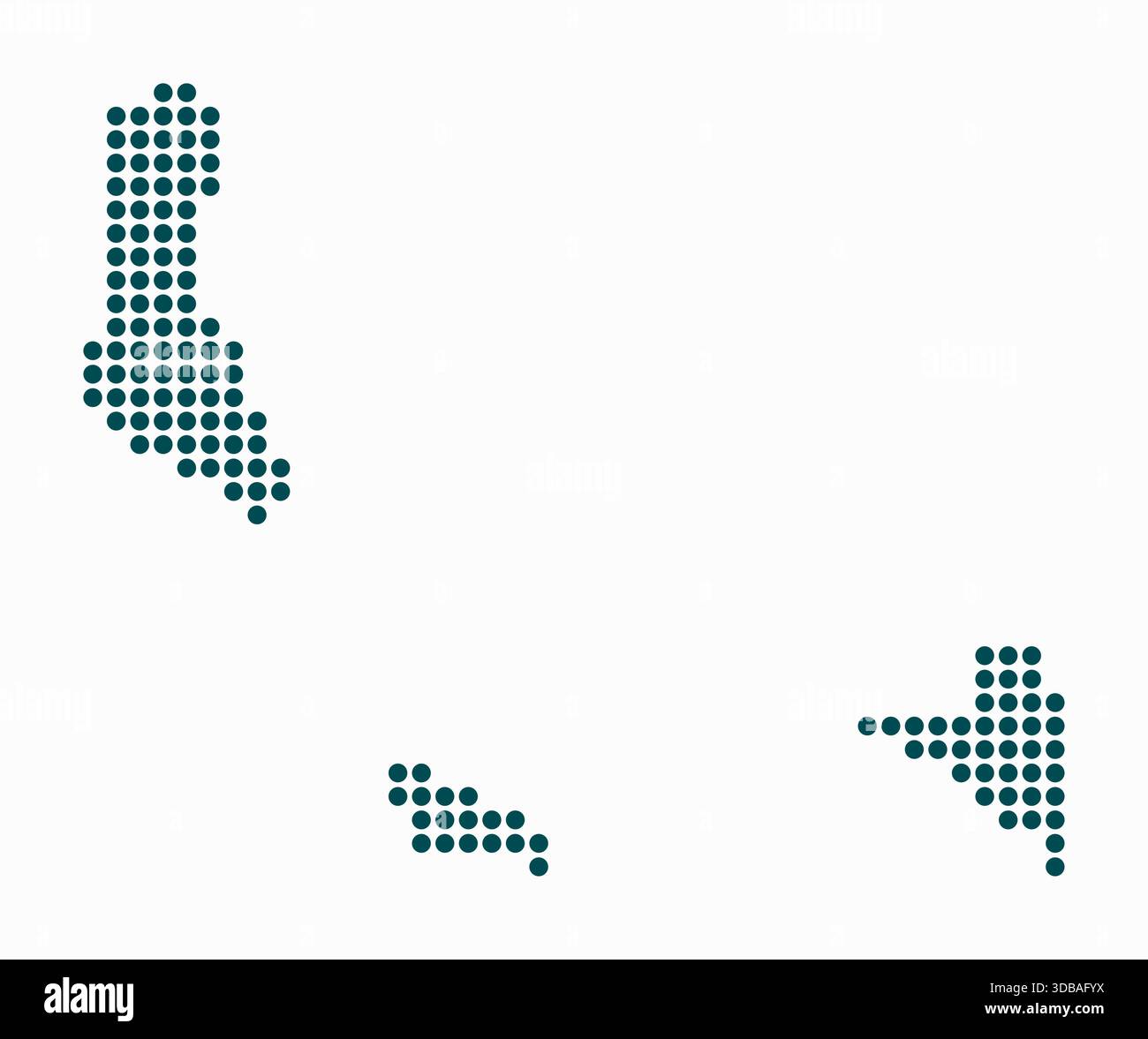 Carte en pointillés des Comores. Carte de style numérique du pays sur fond blanc. Forme Comores avec des points circulaires. Style de points colorés. Cercles de grande taille. CREA Illustration de Vecteur