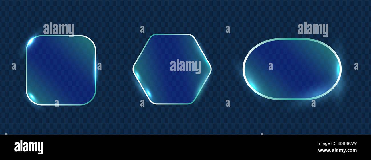 Jeu de formes d'interface arrondies Blue Glassmorphism Illustration de Vecteur