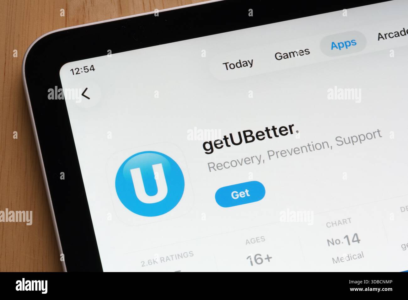 Liste de l'application getUBetter affichée sur l'App Store d'Apple iPad avec note et résumé. Stafford, Royaume-Uni, 15 décembre 2025 Banque D'Images