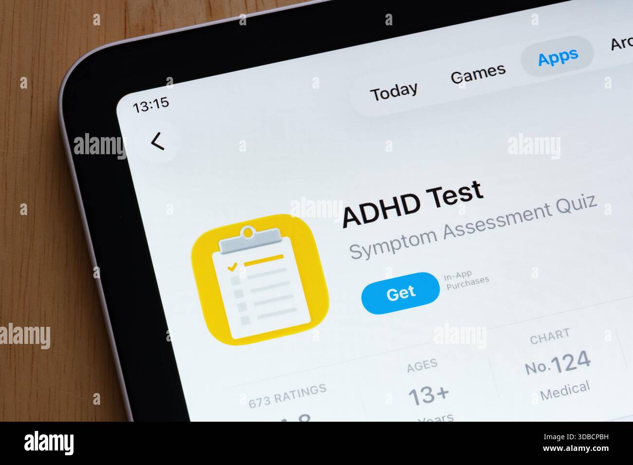 Application médicale mobile ADHD test présentée sur l'interface App Store. Stafford, Royaume-Uni, 15 décembre 2025 Banque D'Images