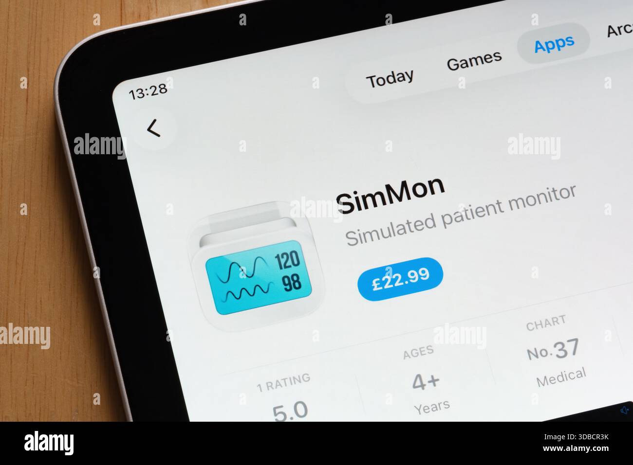 Application de santé numérique Simmon affichée sur l'écran d'un iPad dans l'App Store. Stafford, Royaume-Uni, 15 décembre 2025 Banque D'Images